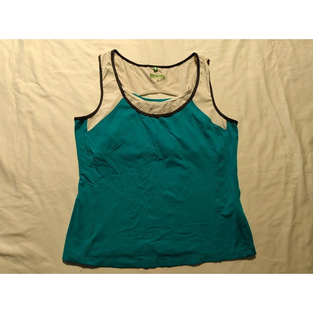 Tail Tech Womens Tank Top Size M Blue Built In Bra Keyhole Activewear Athletic